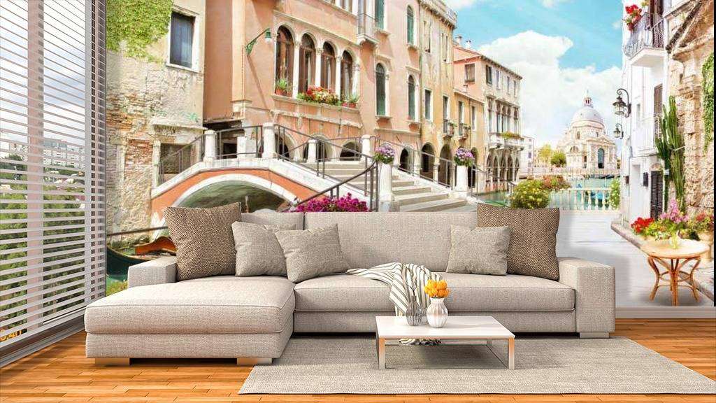 Фотообои в интерьере улочка венеции в цветах  17-0030 фото