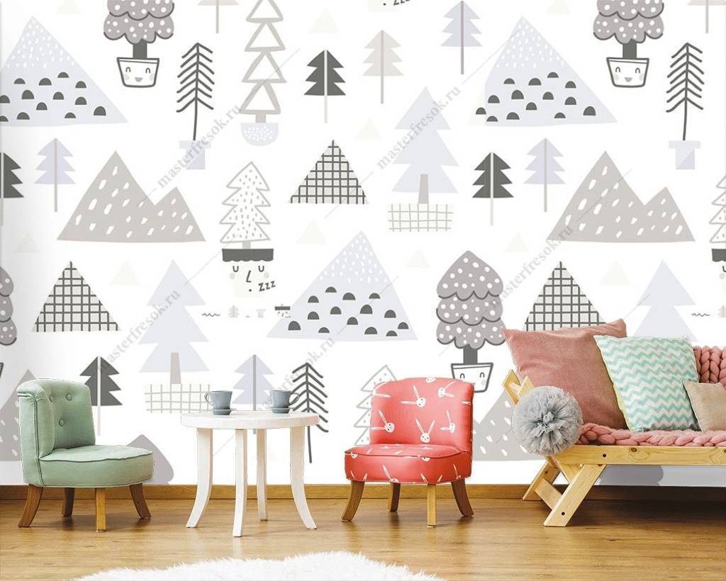 Фотообои Горы серые и елочки  12-706