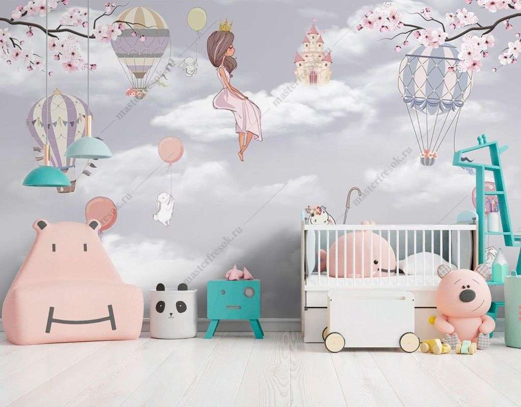 Фотообои в интерьере принцесса в облаках  14-652 фото
