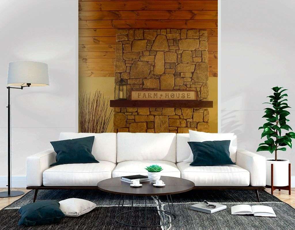 Фотообои в интерьере камин горящий  9-2015 фото