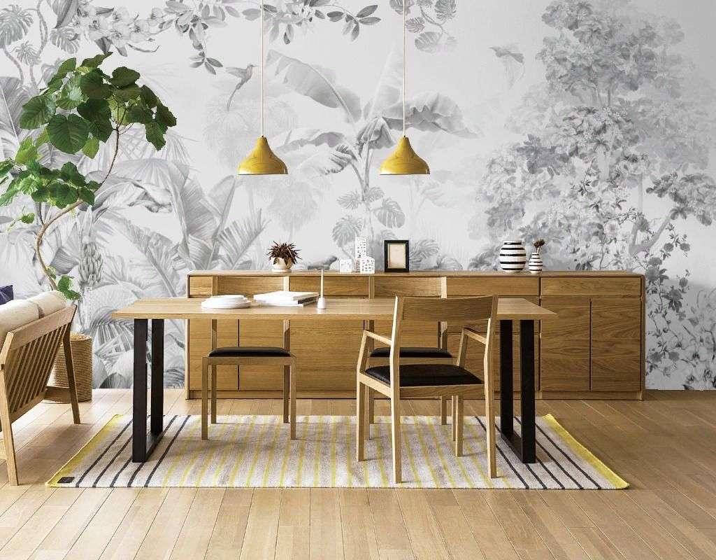 Фотообои в интерьере тропический лес серый  13-745 фото