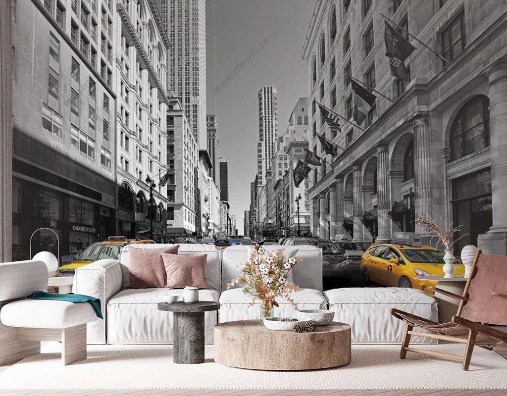 Фотообои в интерьере желтое такси в нью-йорке  9-1767 фото