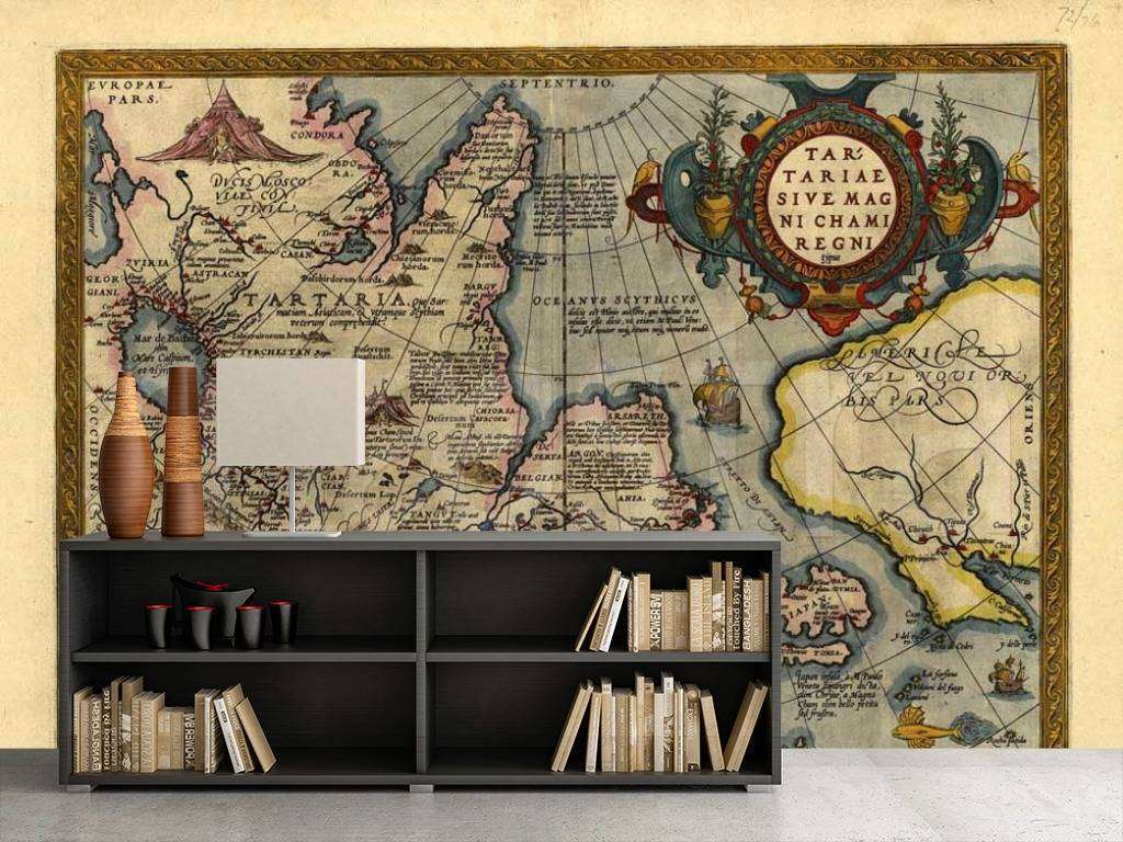 Фотообои в интерьере старинная карта острова на английском языке  9-423 фото