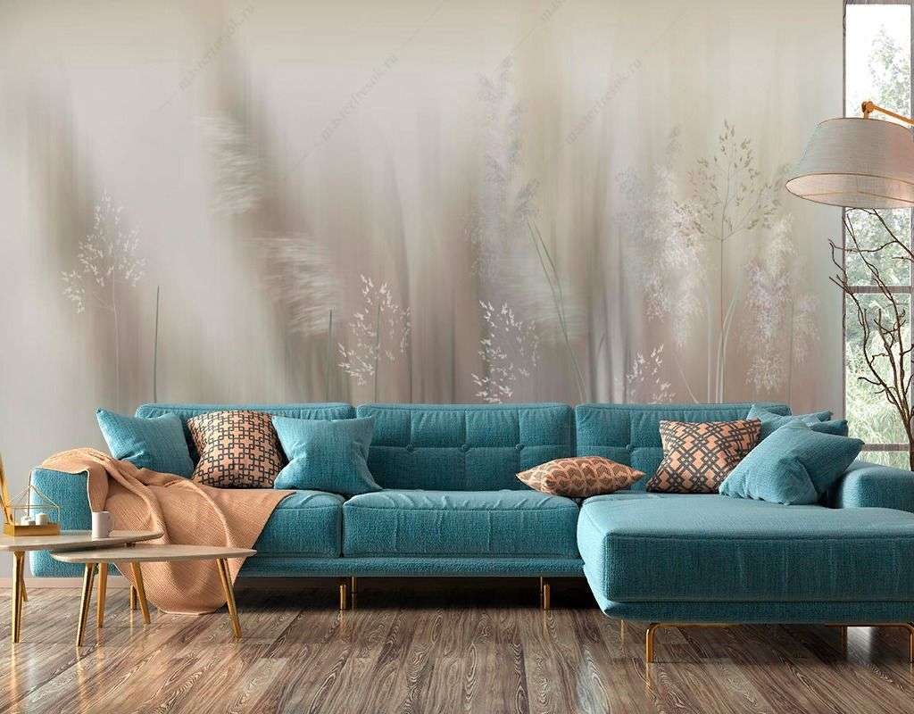 Фотообои в интерьере пампасная трава  13-514 фото