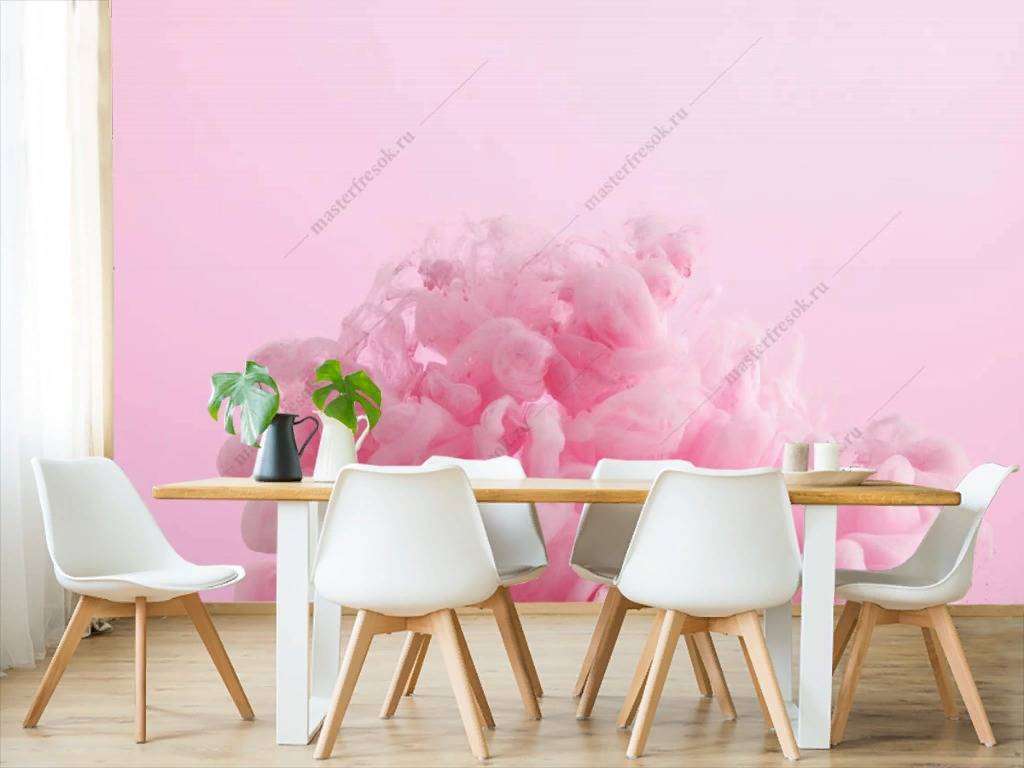 Фотообои в интерьере розовые облака  9-1146 фото
