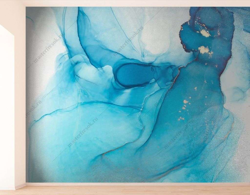 Фотообои в интерьере синяя абстракция  9-1547 фото