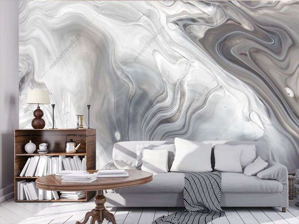 Фотообои в интерьере перламутровый флюид арт  9-1696 фото