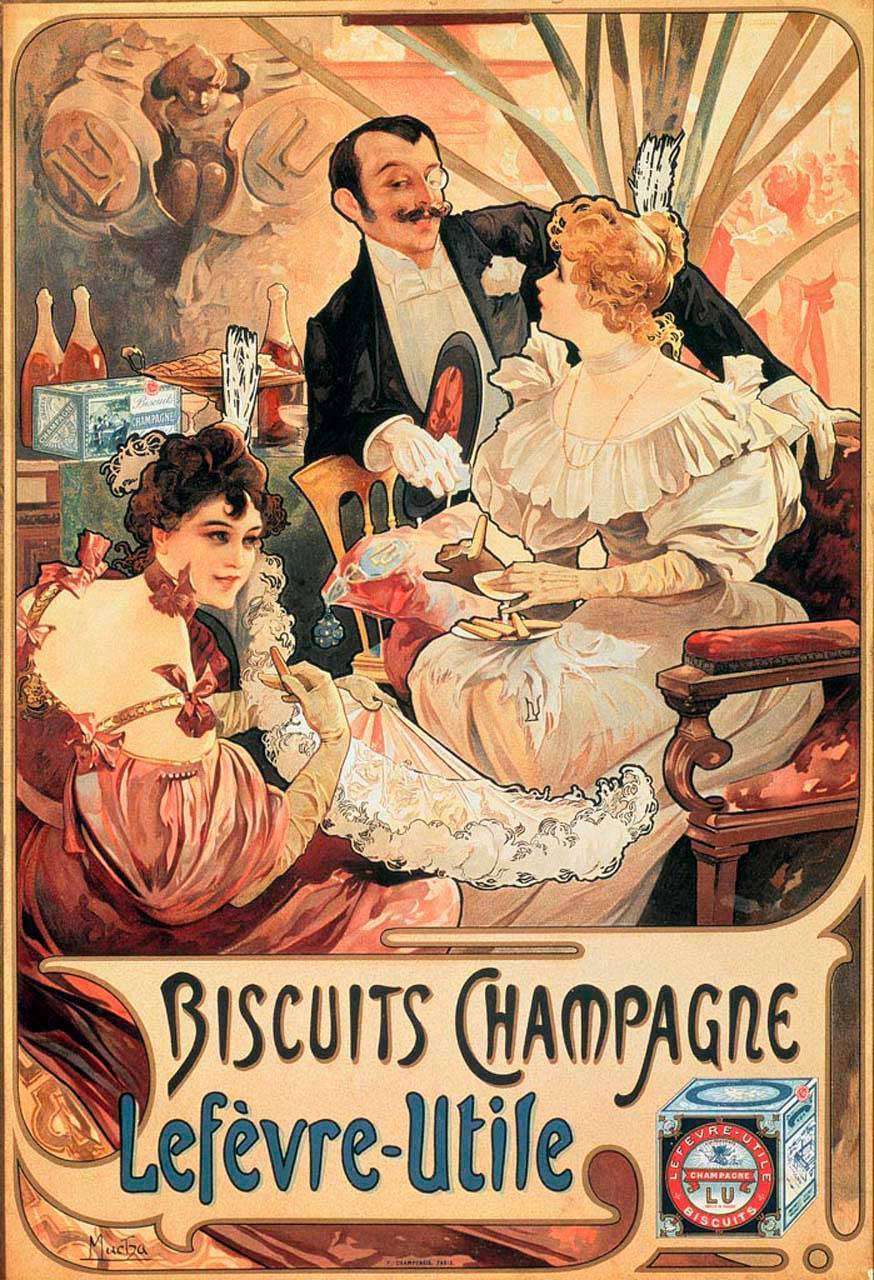 Фотообои в интерьере альфонс мариа муха - реклама фирмы - печенье шампанское лефевр утиль  8-215 фото