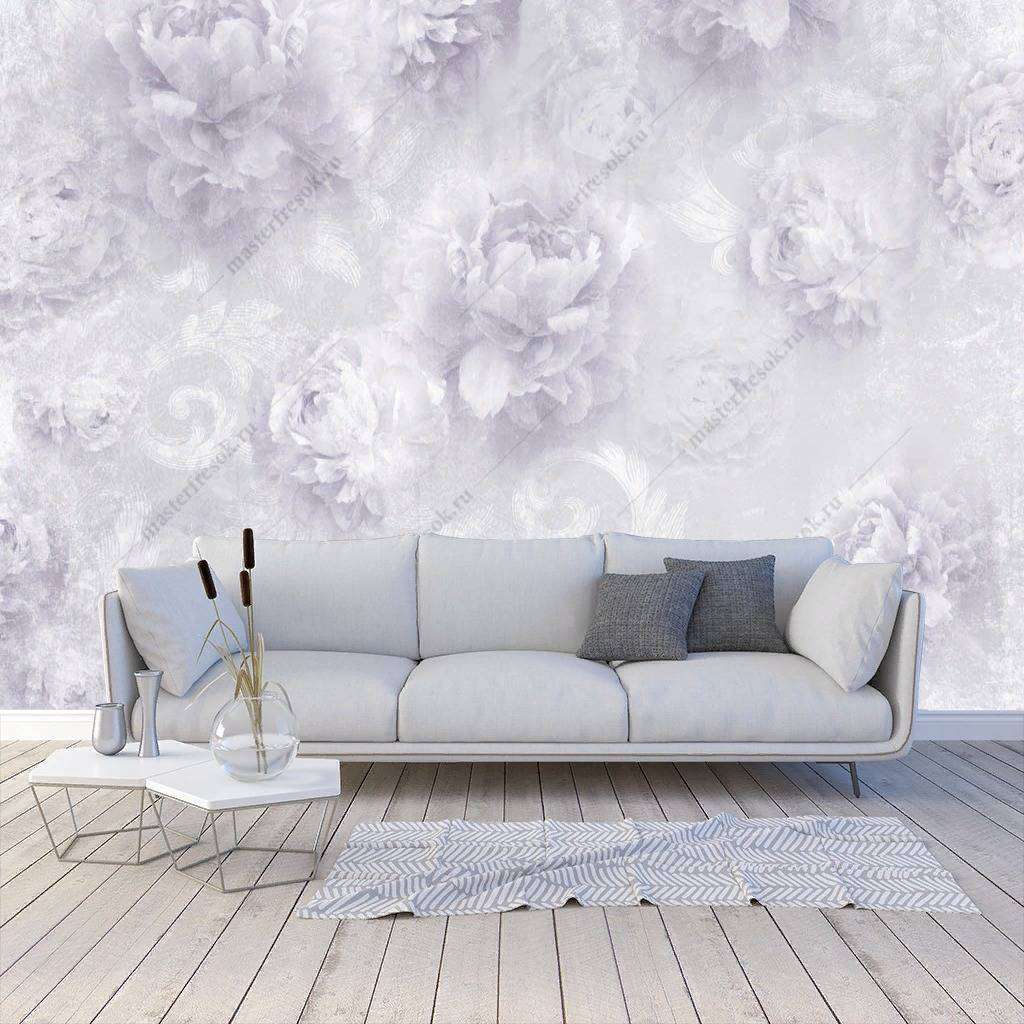 Фотообои в интерьере сиреневые пионы  10-750 фото
