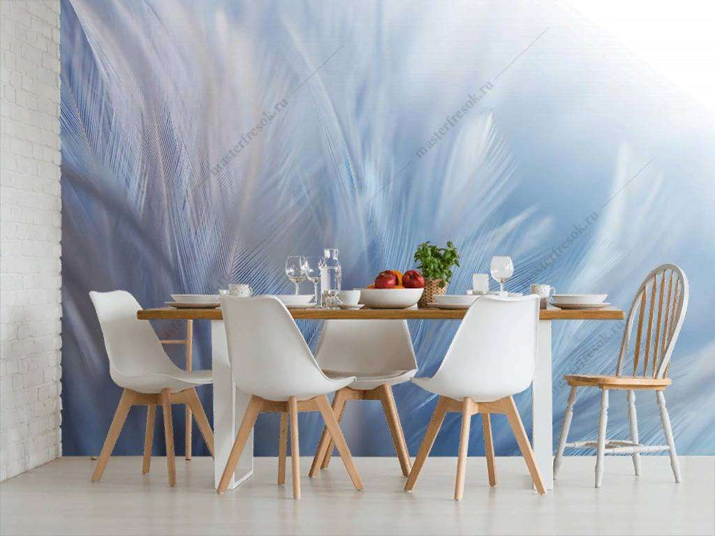 Фотообои в интерьере белый фон текстуры пера  9-1219 фото