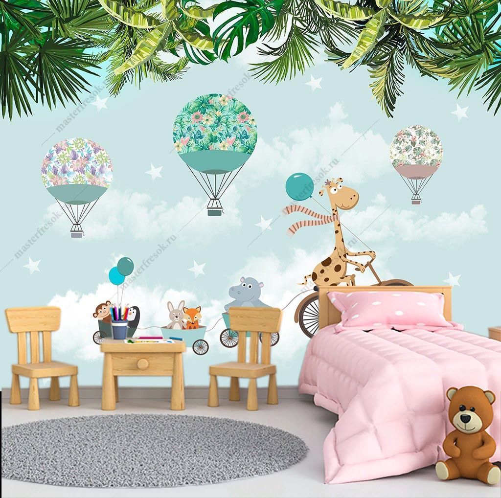 Фотообои Веселые зверята в тропиках  12-1461