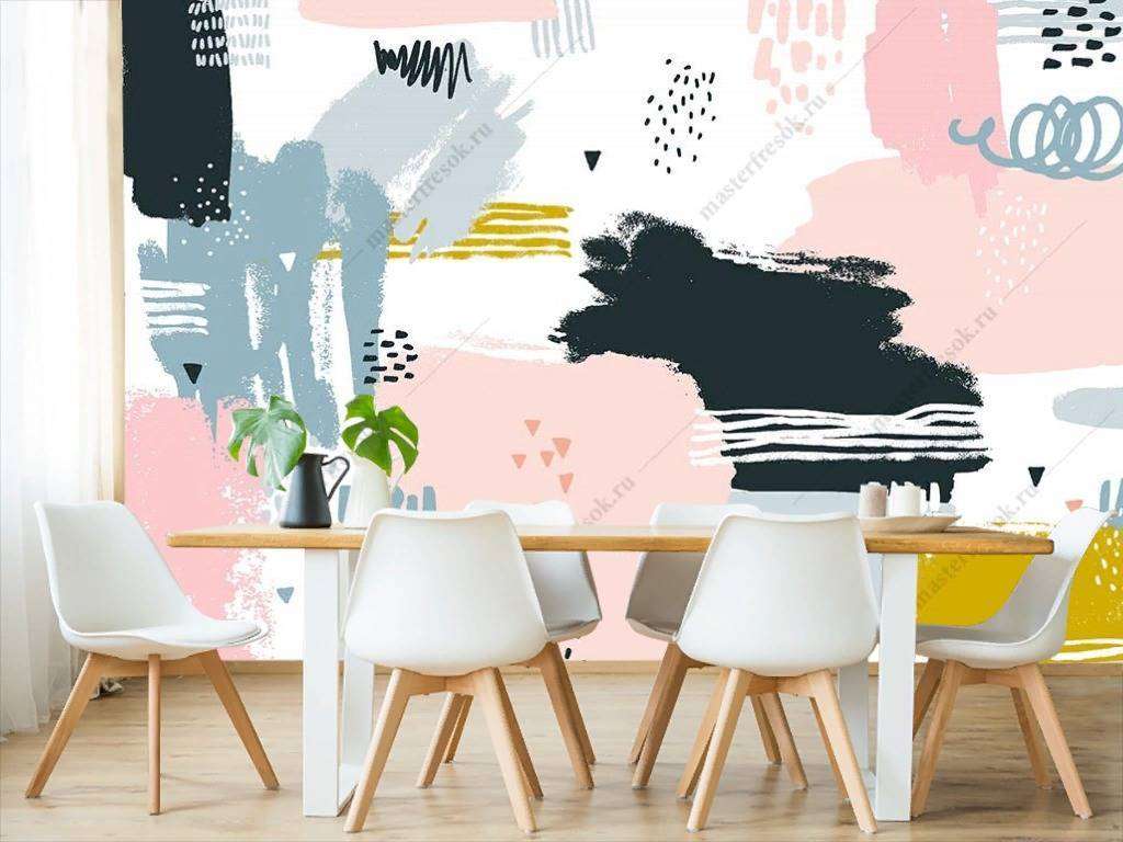 Фотообои в интерьере мазки кистью  9-1130 фото