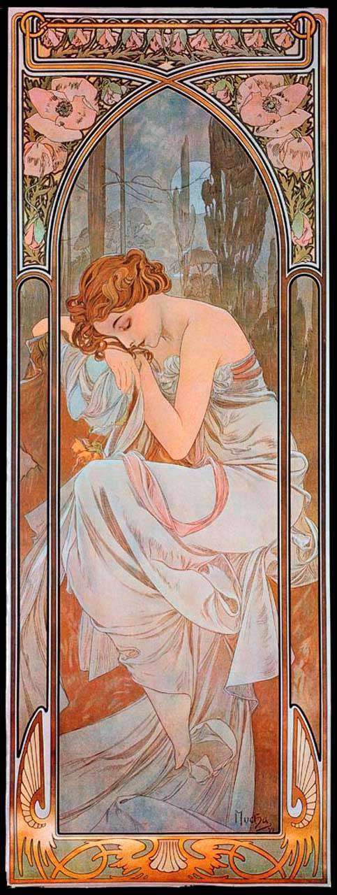 Фотообои в интерьере альфонс мариа муха – отдых, ночь  8-184 фото