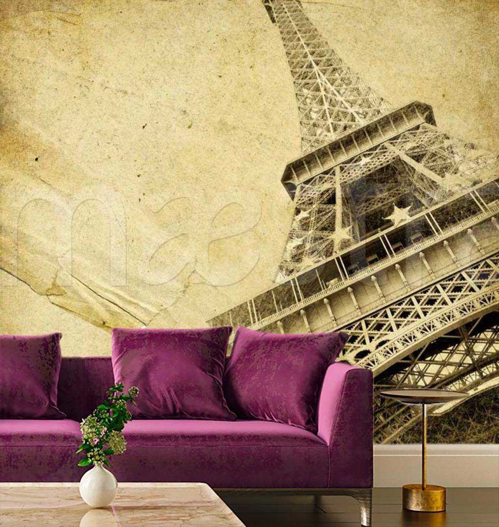 Фотообои Старинное фото Эйфелевой башни  11-034