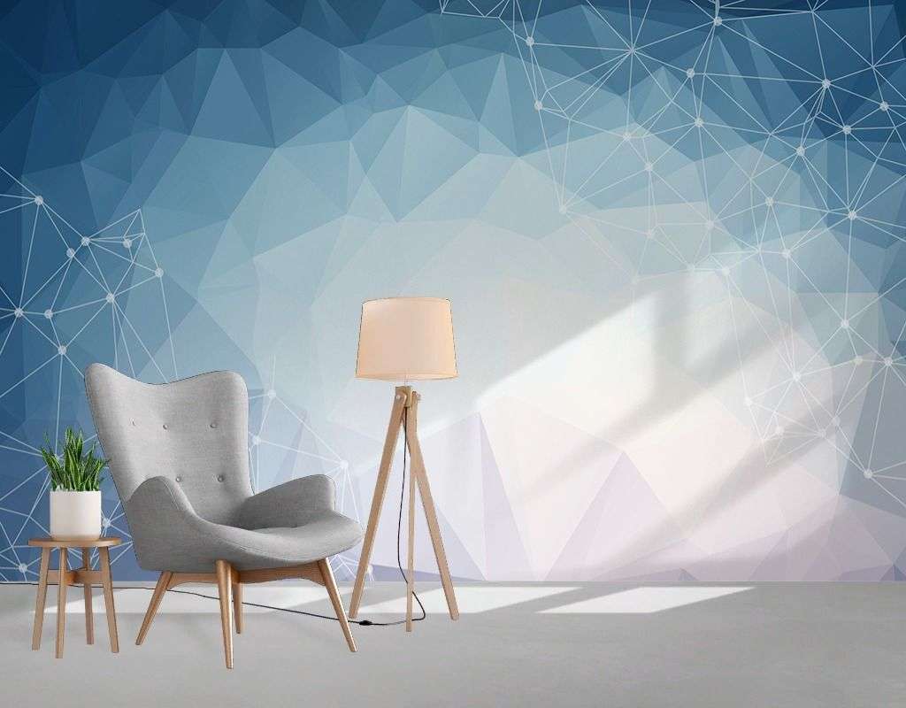 Фотообои в интерьере градиент бело-голубой  9-1949 фото