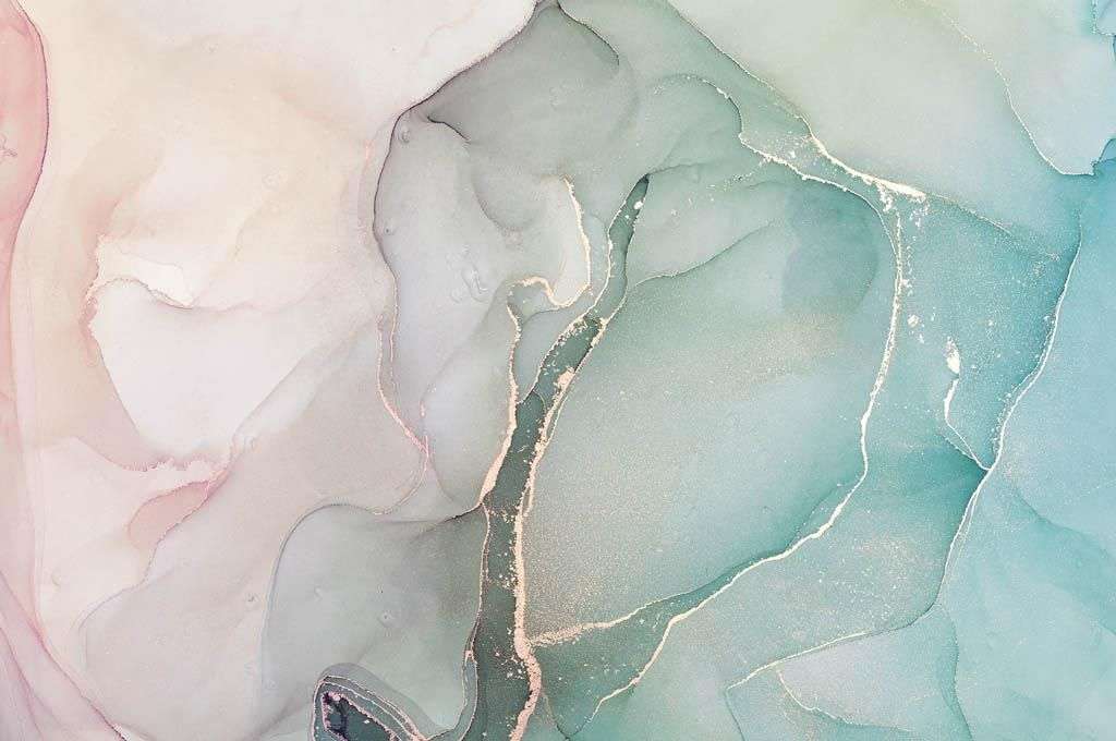 Фотообои в интерьере мятно-розовый флюид арт  9-1354 фото