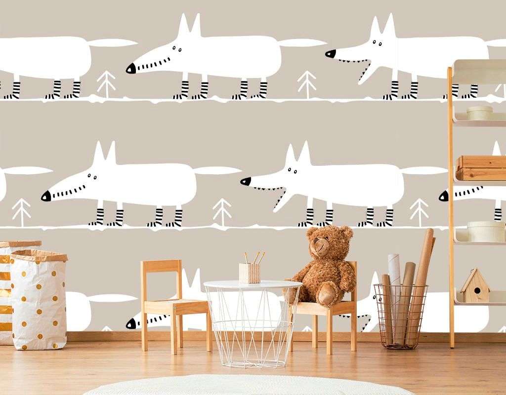 Фотообои в интерьере собачки на обоях  12-1648 фото