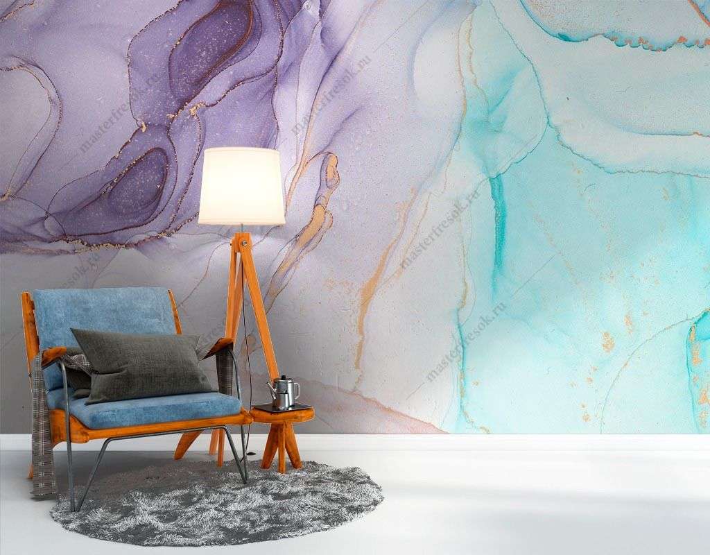 Фотообои в интерьере акварельный фон разводы  9-1515 фото