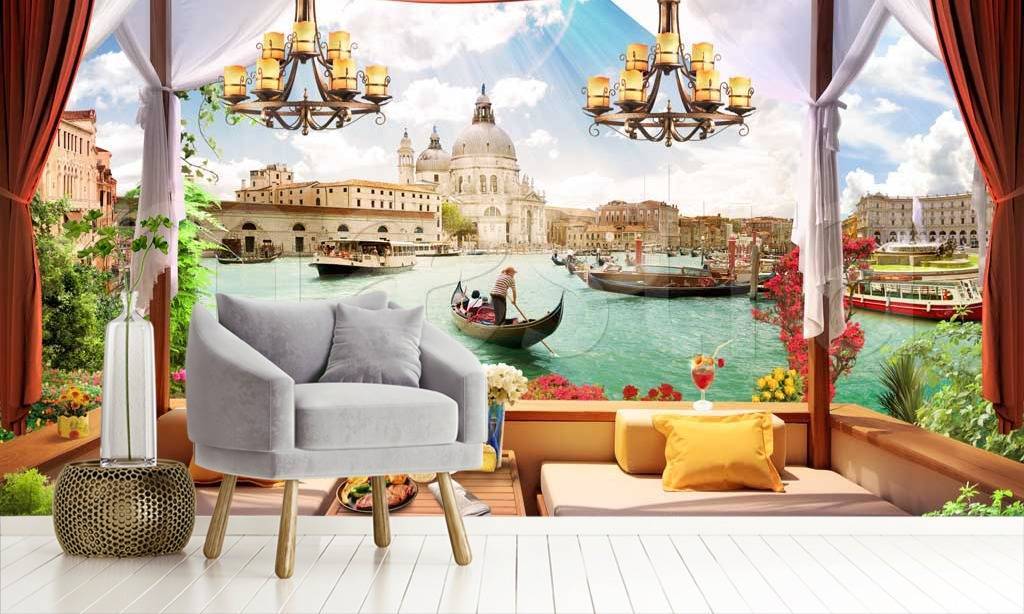 Фотообои Веранда с видом на каналы Венеции  11-006