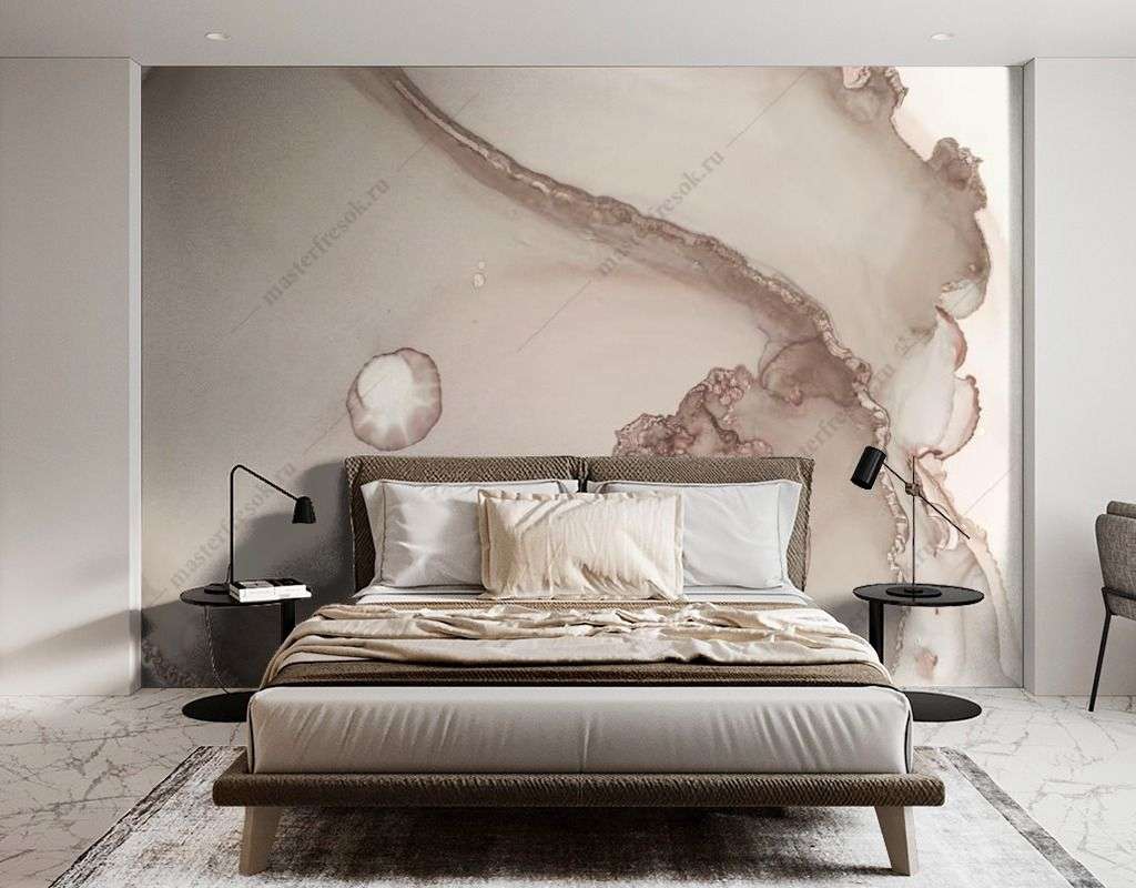 Фотообои в интерьере разводы акварель серые  9-1562 фото