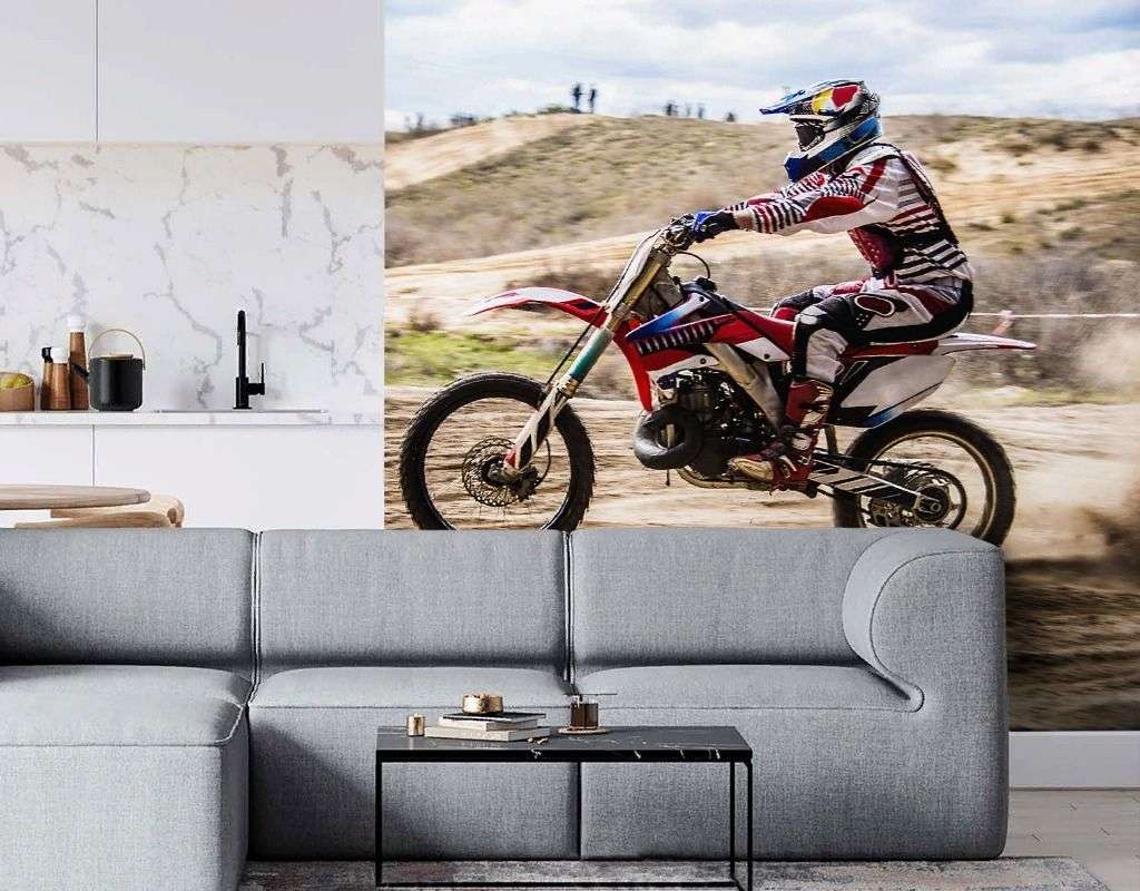 Фотообои в интерьере мотоциклист  9-1964 фото
