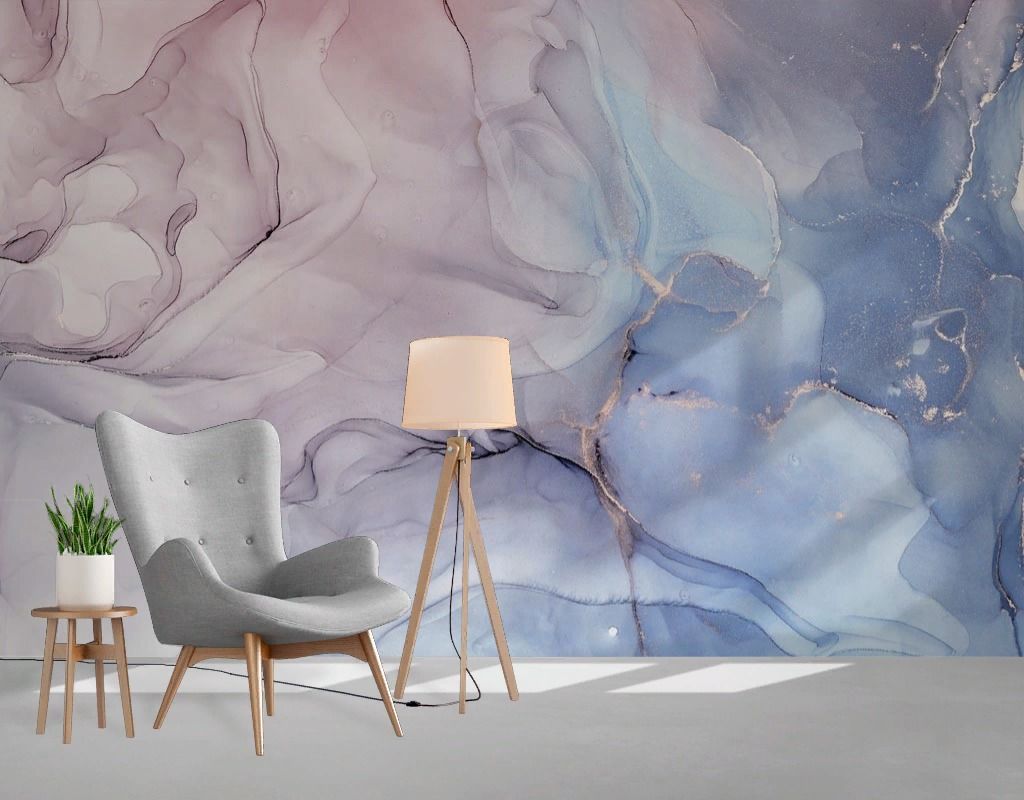 Фотообои Чернила холодный розово-голубой  9-2045