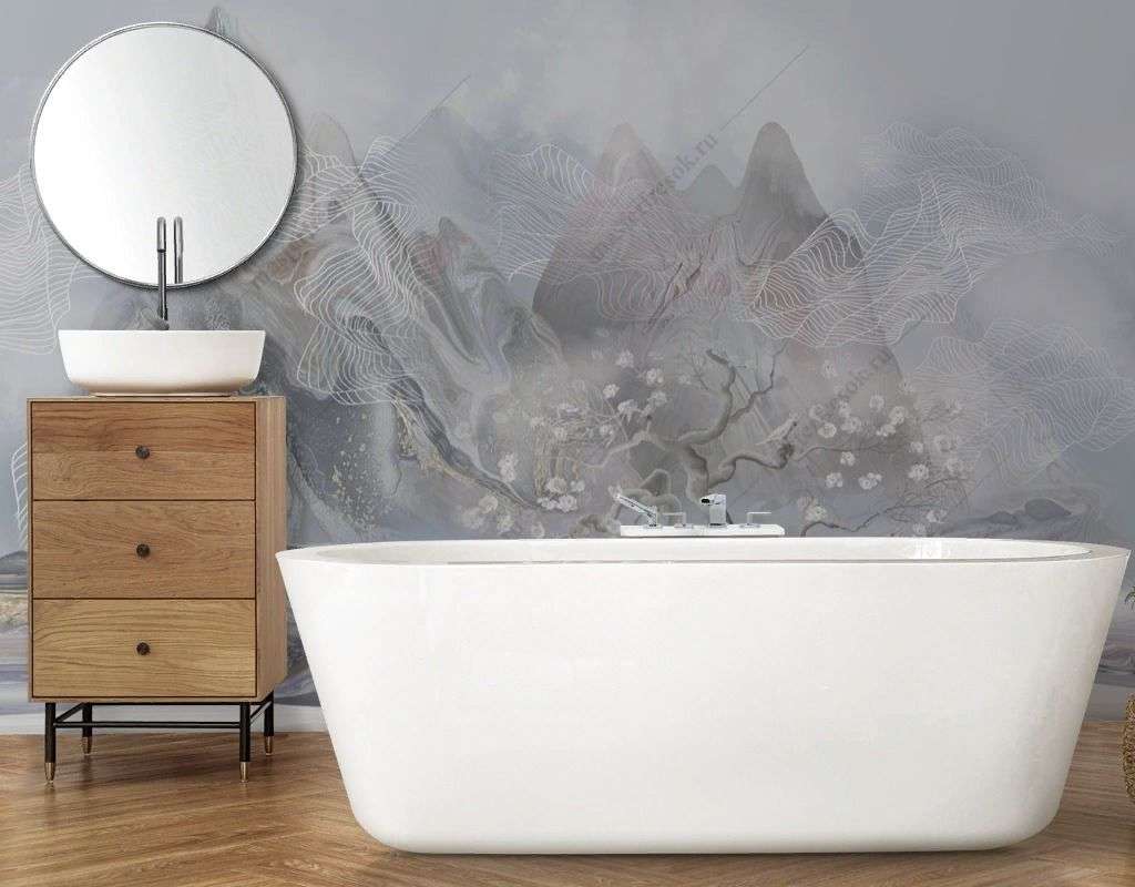 Фотообои в интерьере горный пейзаж  13-579 фото