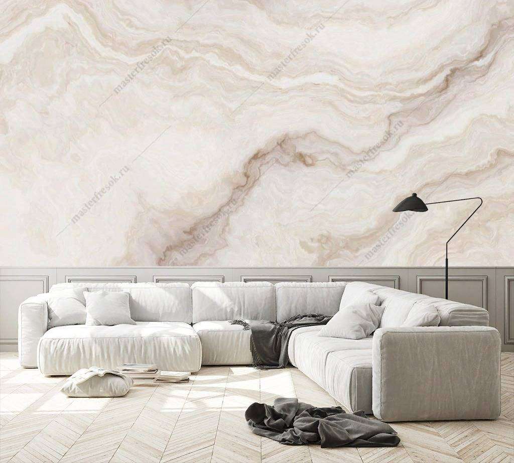 Фотообои в интерьере флюид арт светло бежевый  9-1014 фото