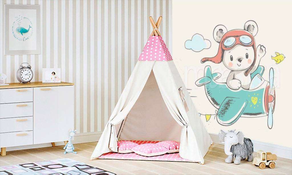 Фотообои Мишка на самолете  12-474