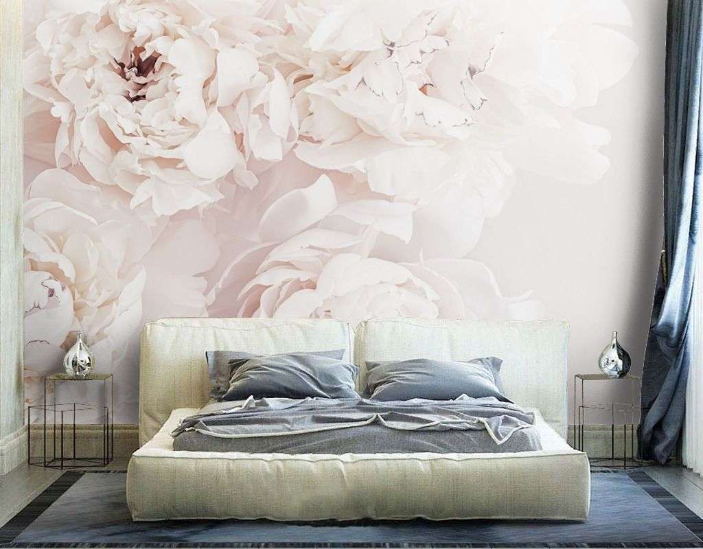 Фотообои в интерьере пионы пудровые 3д  9-2033 фото