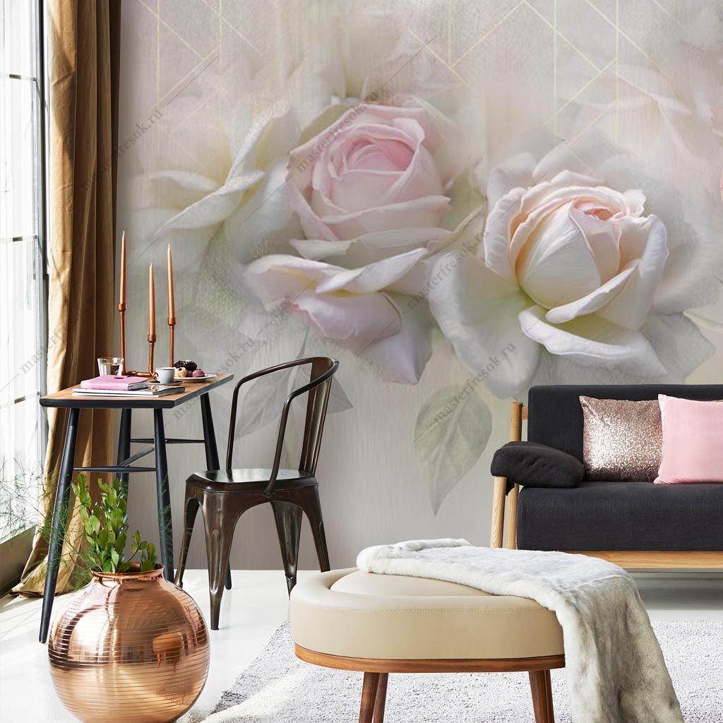 Фотообои Нежные розы в тумане  13-442