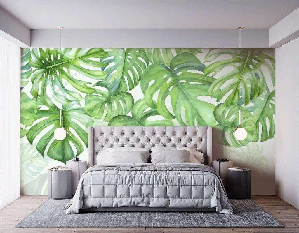 Фотообои в интерьере листья монстеры  9-1667 фото
