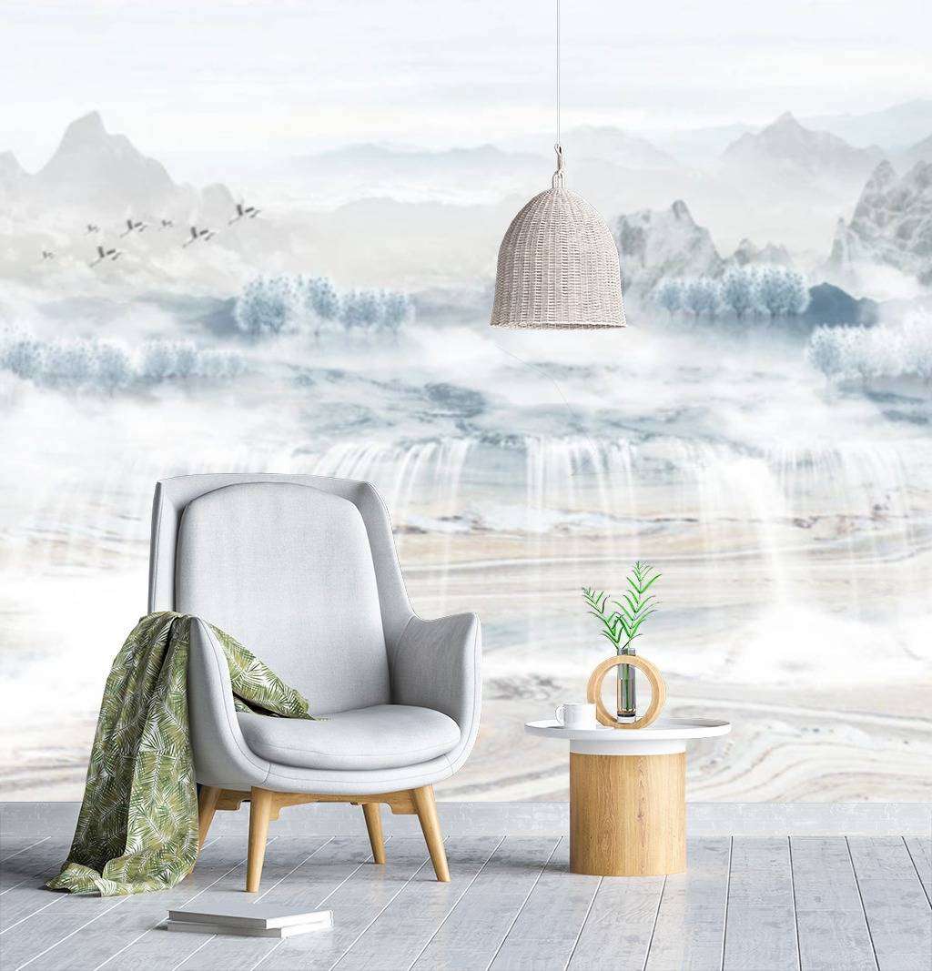 Фотообои в интерьере горы вдалеке  15-657 фото