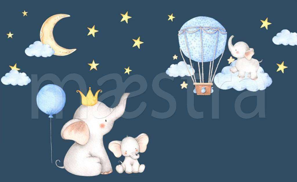 Фотообои в интерьере слоники в ночи  15-168 фото