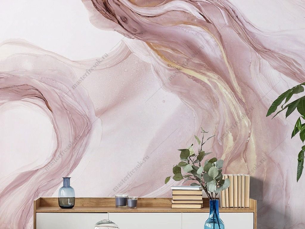 Фотообои в спальню акварель и золото  9-1841