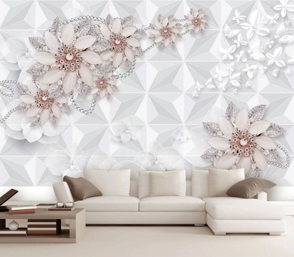 Фотообои Цветы на сером фоне  15-800