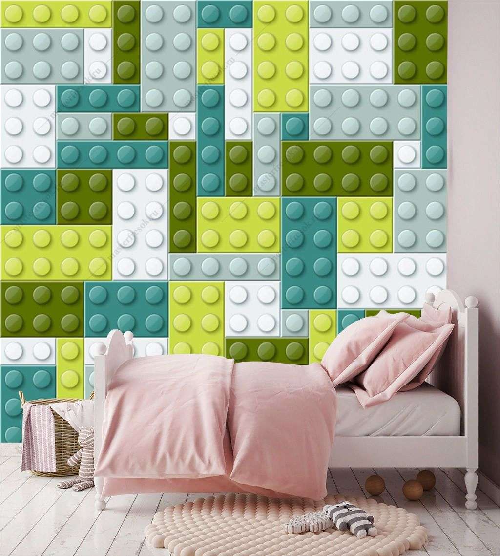 Фотообои в интерьере лего в зеленом цвете  12-1361 фото