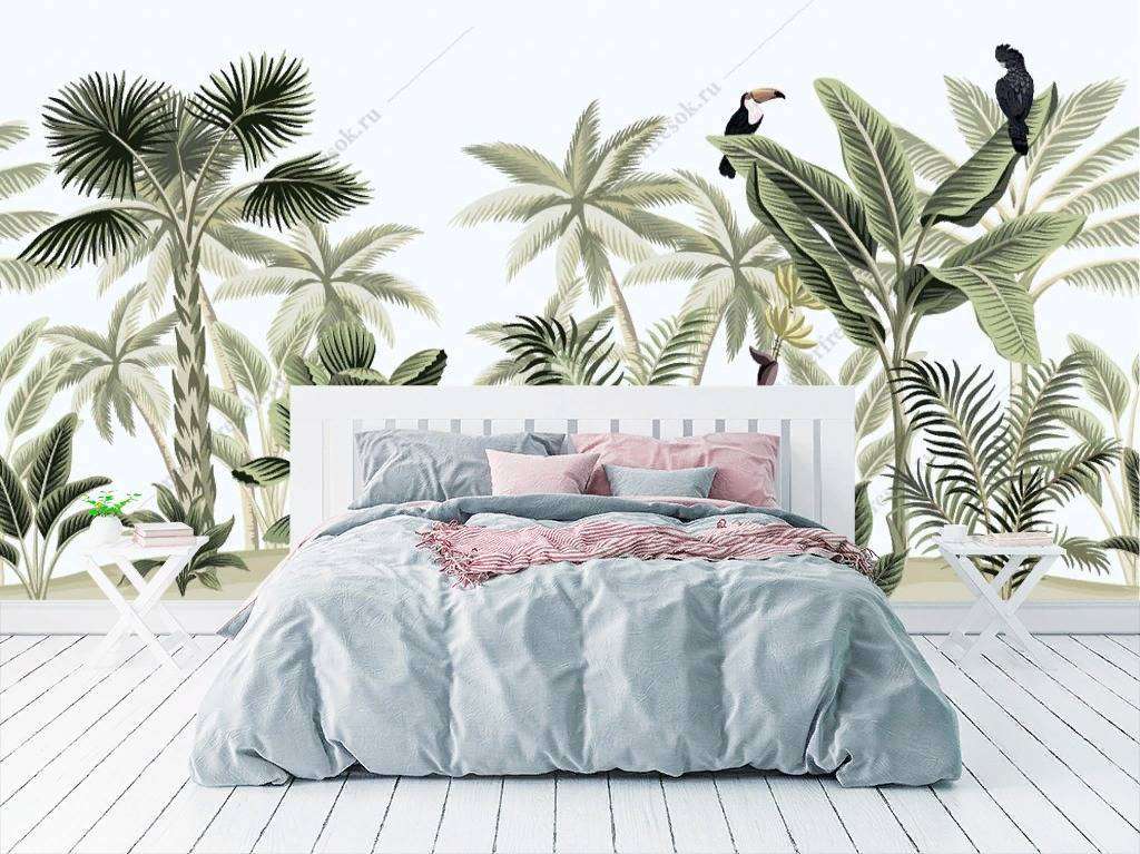 Фотообои в интерьере яркие тропики  12-650 фото