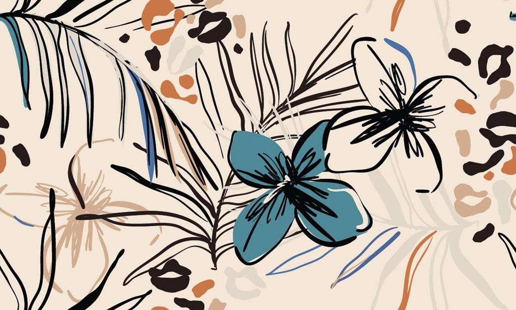 Фотообои в интерьере цветы на бежевом фоне  9-1120 фото