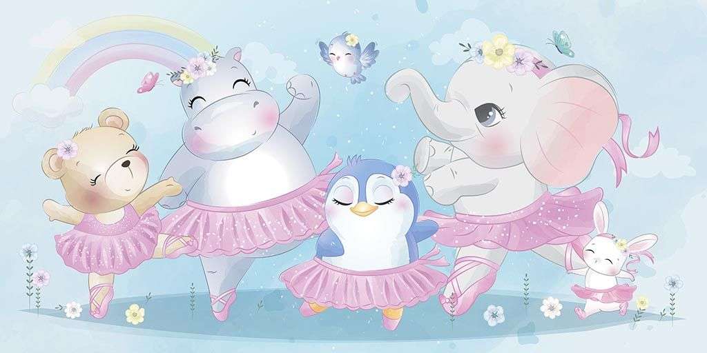 Фотообои в интерьере танцующие животные  12-1165 фото