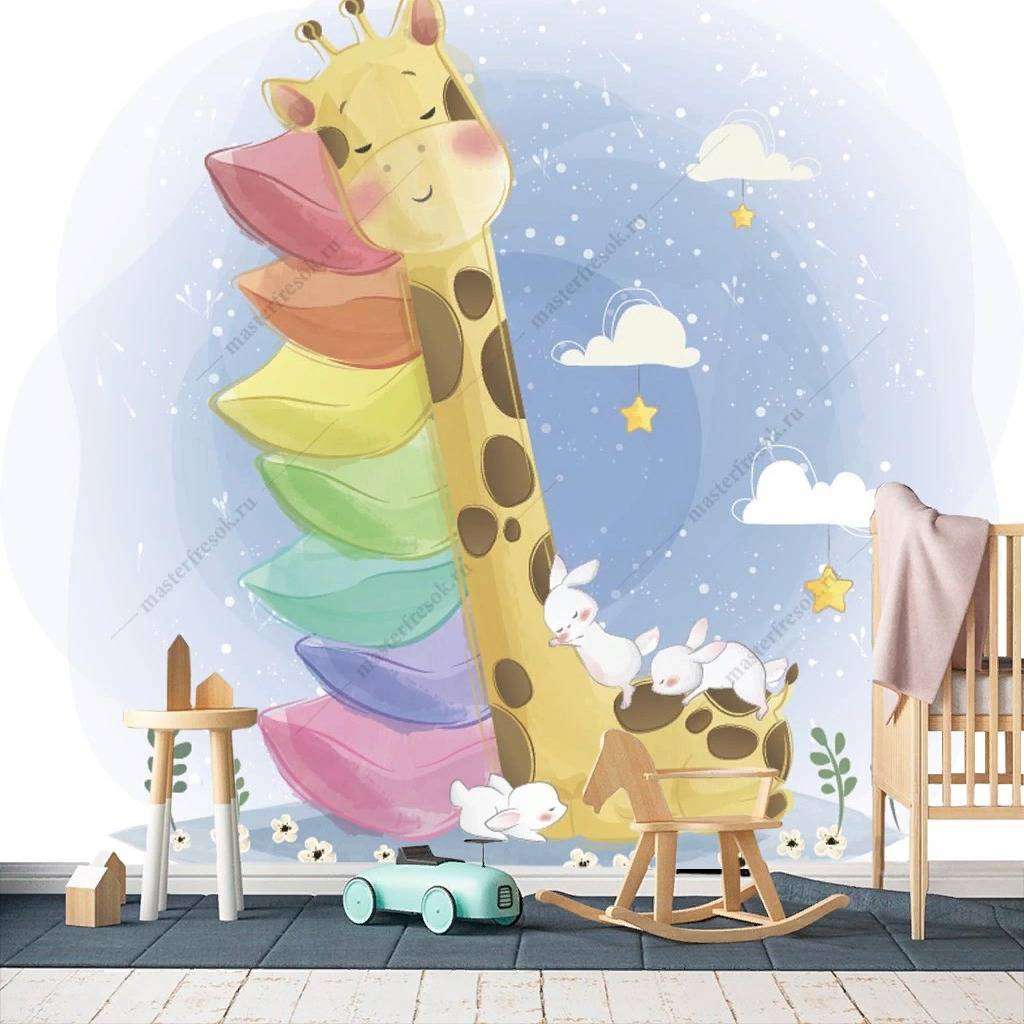 Фотообои в интерьере жираф отдыхает  12-464 фото