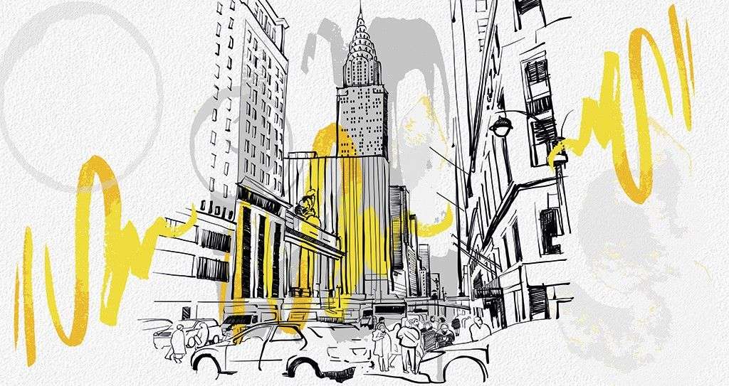 Фотообои в интерьере нью-йорк графика  14-389 фото