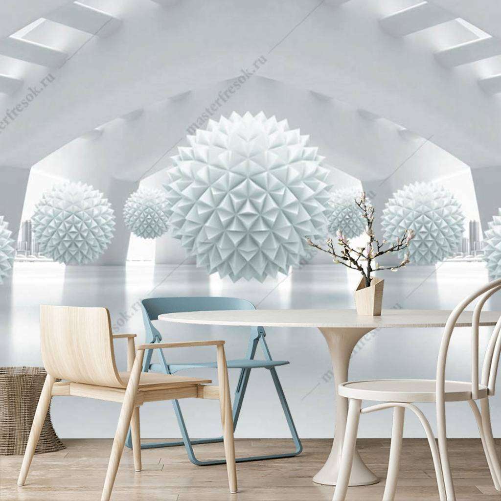 Фотообои в интерьере 3д объемные фактурные шары  10-791 фото