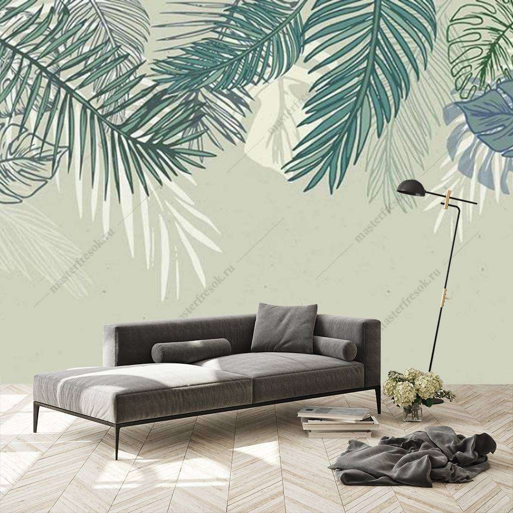 Фотообои Бесшовные обои на стену:  Листья пальмы. Артикул: 16-176  