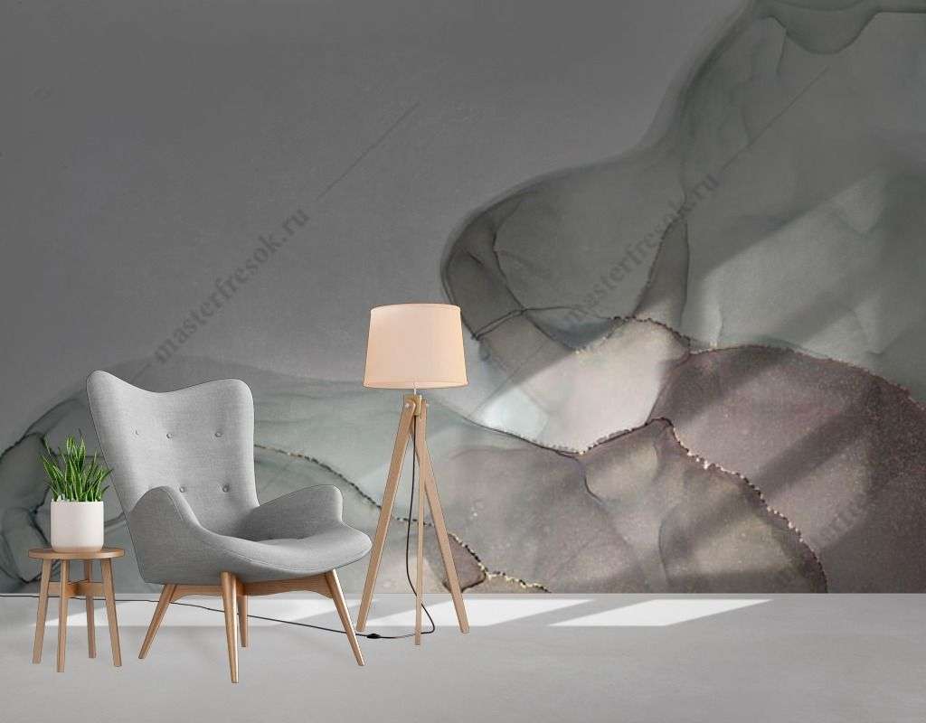 Фотообои в интерьере мрамор акварелью  9-1564 фото