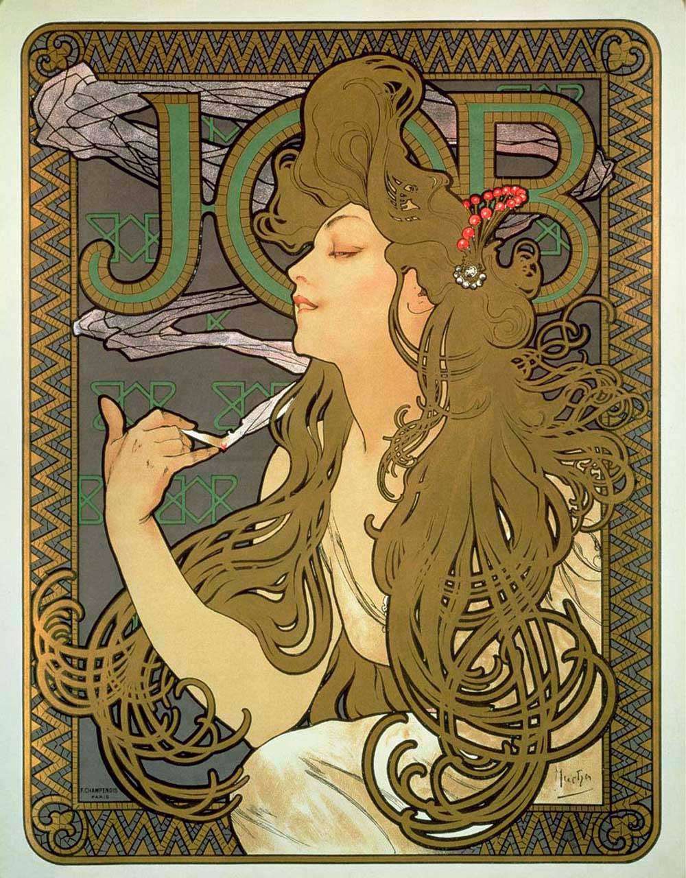 Фотообои в интерьере альфонс мариа муха - реклама папиросной бумаги  8-220 фото