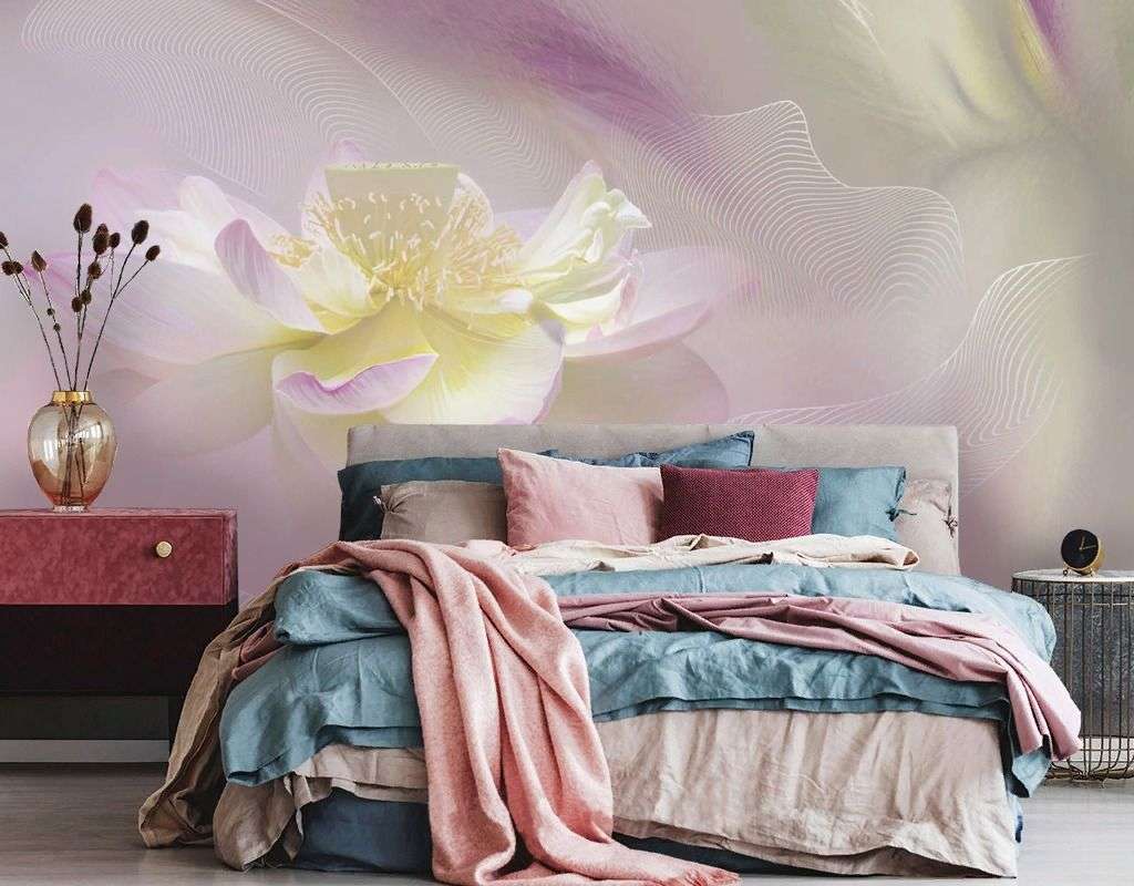 Фотообои в интерьере флюид арт и цветы  13-748 фото