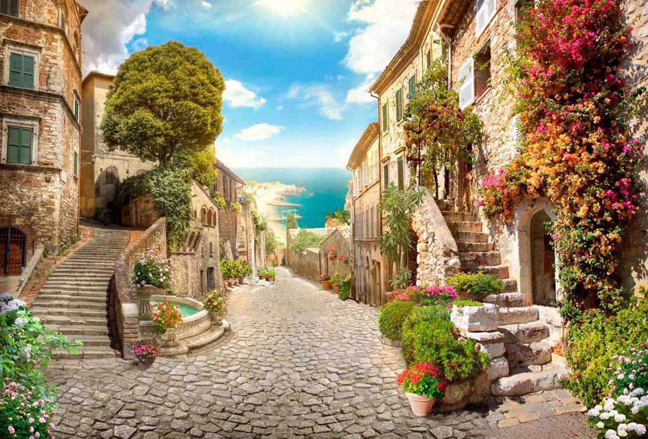 Фотообои в интерьере старинная улочка у моря  11-121 фото