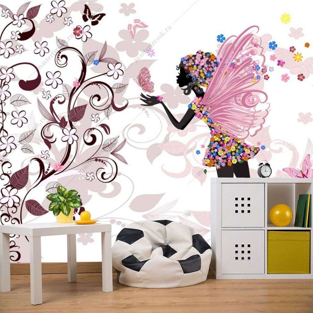 Фотообои в интерьере фея и цветы  12-1261 фото