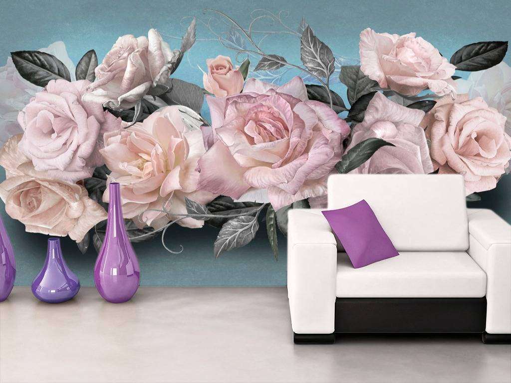 Фотообои в интерьере розы на ветке  13-083 фото